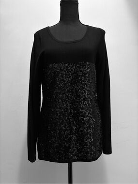 Red Black Sequin Long-Sleeve Women's sweater